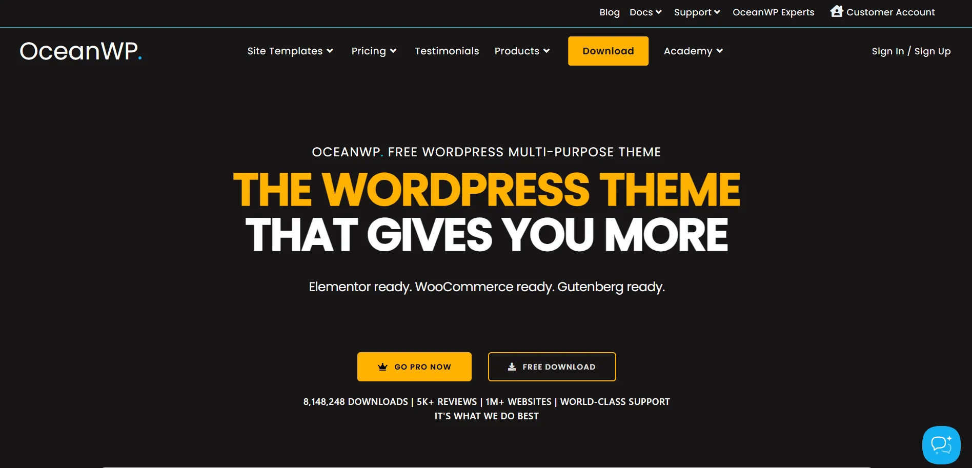 OceanWP Landing Page