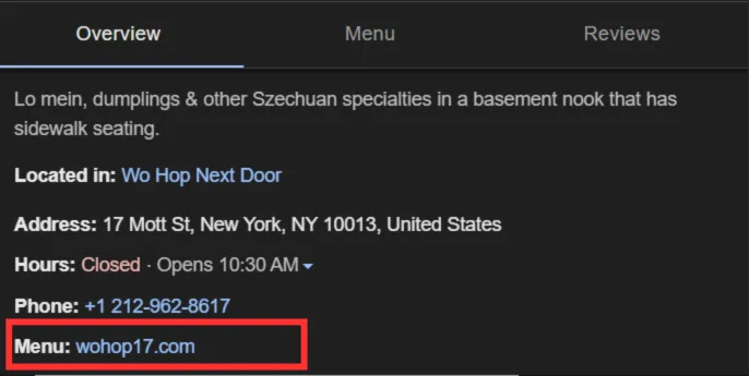 add menu links for restaurants